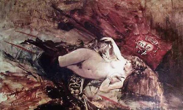 Naked Young Lady With Blanket by Giovanni Boldini