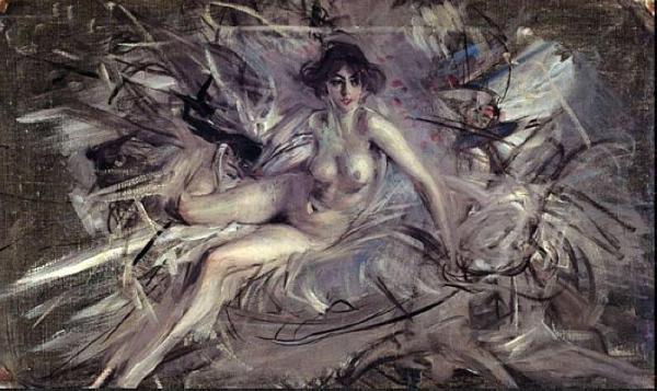 Nude Young Lady On Couch by Giovanni Boldini