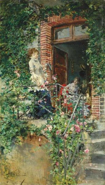 On The Terrace by Giovanni Boldini Oil Painting Reproductions