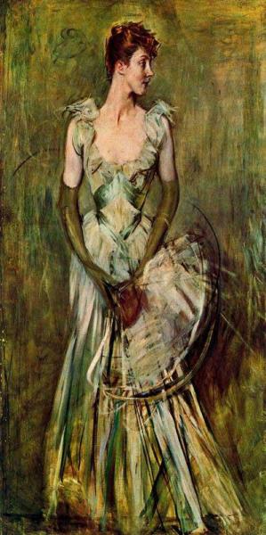 Portrait Of Countess De Leusse by Giovanni Boldini