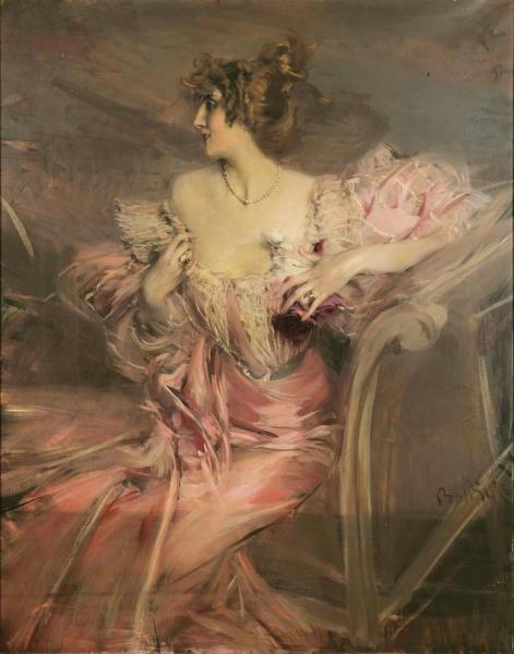 Portrait Of Madame De Florian by Giovanni Boldini