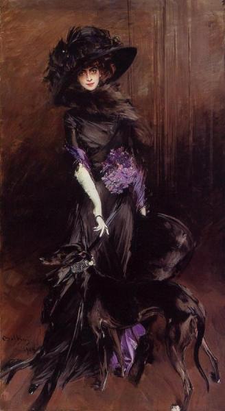 Portrait Of The Marchesa Luisa Casati, With A Greyhound by Giovanni Boldini