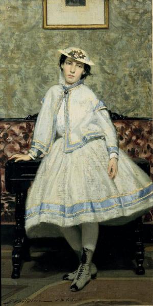 Ritratto Di Alaide Banti In Abito Bianco by Giovanni Boldini