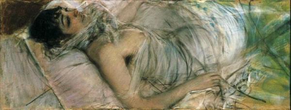 The Countess De Rasty Lying by Giovanni Boldini