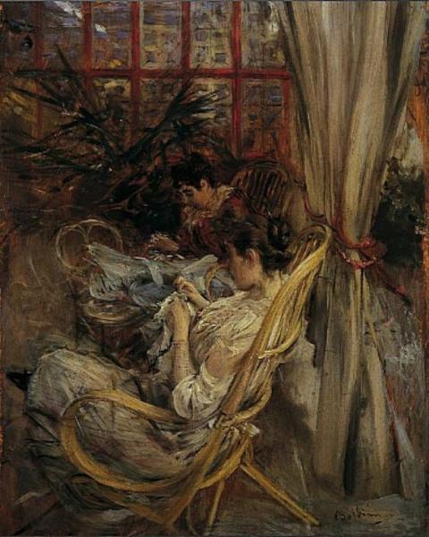 Two Women Sewing by Giovanni Boldini