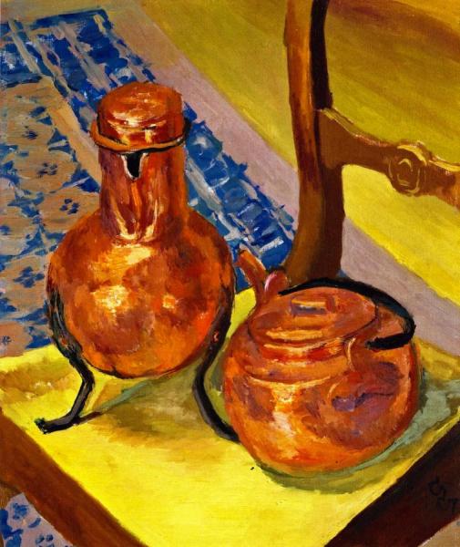 Still Life Of Copper On A Chair by Giovanni Giacometti Oil Painting Reproductions