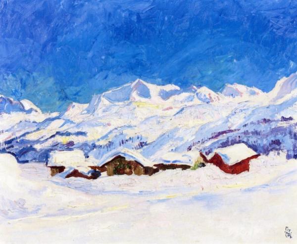 Winter Landscape Near Maloja by Giovanni Giacometti Oil Painting Reproductions