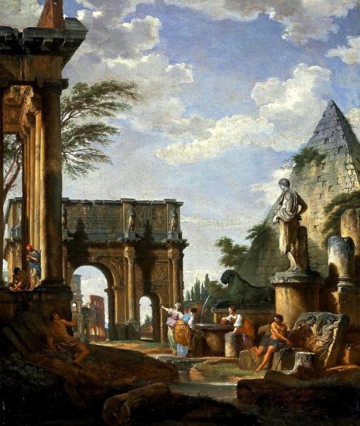 A Capriccio Of The Roman Forum, With The Arch Of Constantine by Giovanni Paolo Panini Oil Painting Reproductions