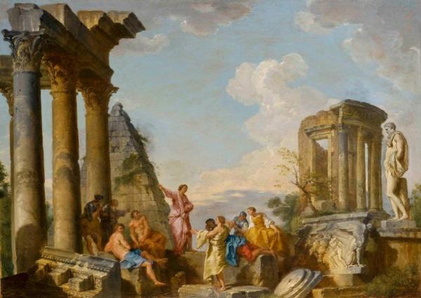 Architectural Capriccio With An Apostle Preaching by Giovanni Paolo Panini Oil Painting Reproductions
