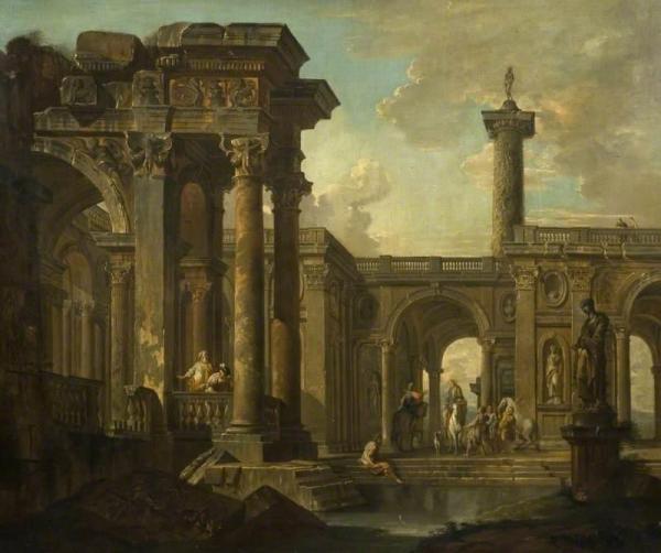 Architectural Fantasy With Classical Ruins by Giovanni Paolo Panini