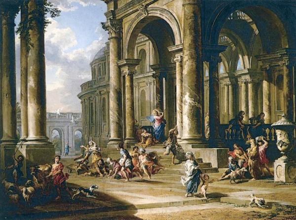 Expulsion Of The Moneychangers From The Temple by Giovanni Paolo Panini Oil Painting Reproductions