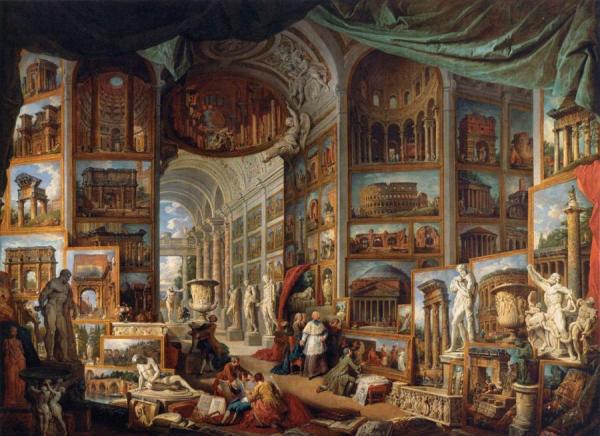 Gallery Of Views Of Ancient Rome by Giovanni Paolo Panini Oil Painting Reproductions