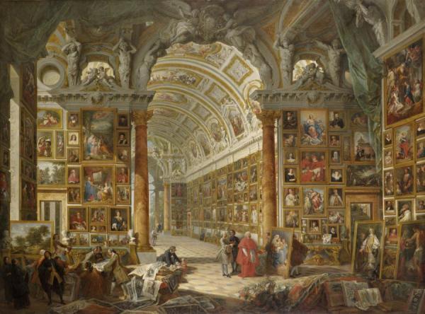 Interior Of A Picture Gallery With The Collection Of Cardinal Gonzaga by Giovanni Paolo Panini
