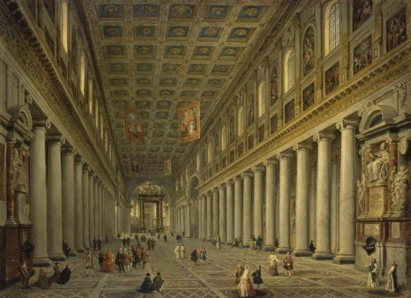 Interior Of The Santa Maria Maggiore In Rome by Giovanni Paolo Panini Oil Painting Reproductions