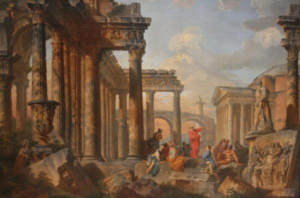 Roman Ruins With A Prophet by Giovanni Paolo Panini Oil Painting Reproductions