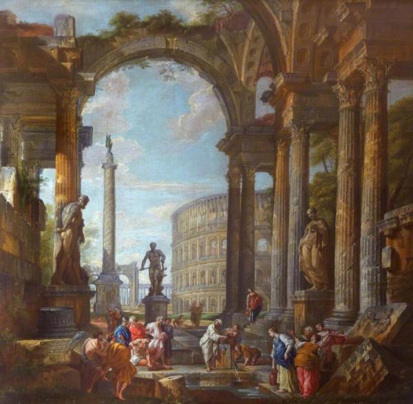 Giovanni Paolo Panini Roman Ruins With Figures