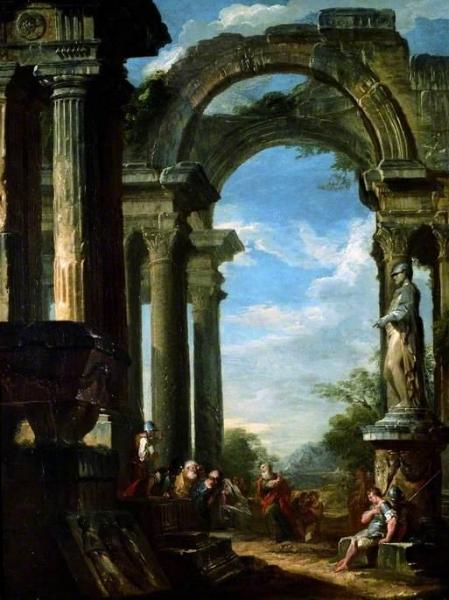 Ruins Of A Temple With An Apostle Preaching by Giovanni Paolo Panini Oil Painting Reproductions