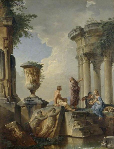 Ruins With A Prophet And Other Figures by Giovanni Paolo Panini