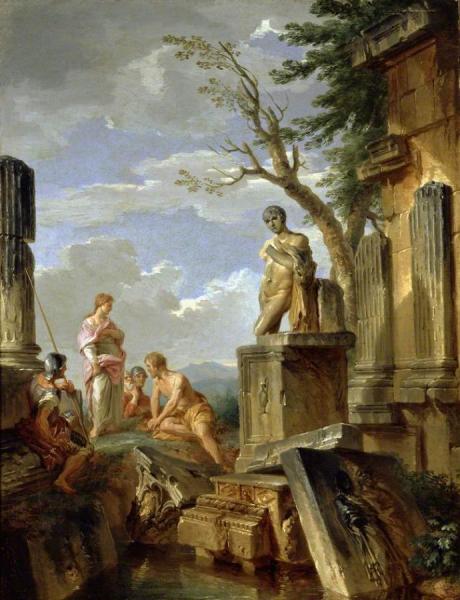 Ruins With A Sibyl And Other Figures by Giovanni Paolo Panini Oil Painting Reproductions