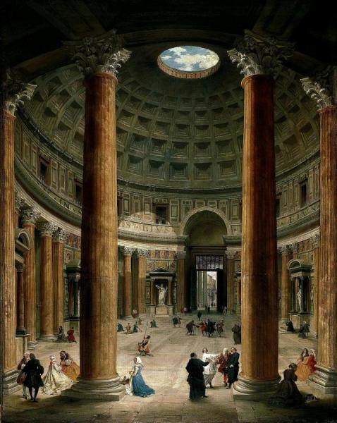 The Interior Of The Pantheon In Rome by Giovanni Paolo Panini Oil Painting Reproductions