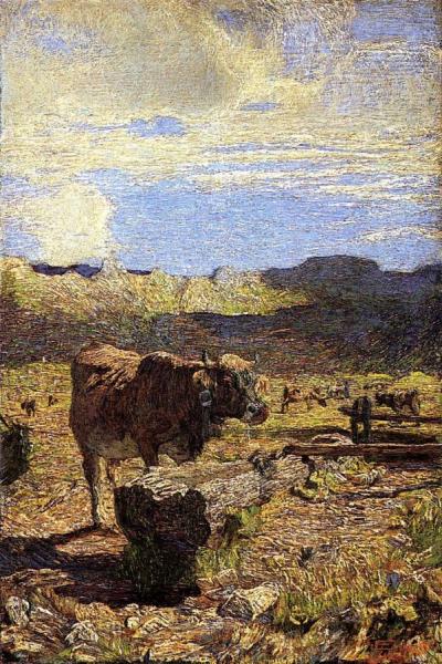 Cow At A Water Trough by Giovanni Segantini