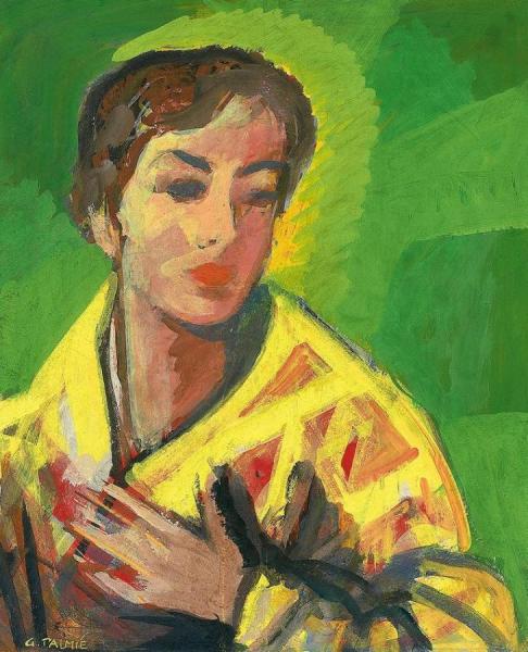 Portrait Of A Lady With Yellow Cape by Gisbert Palmie