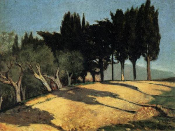Giuseppe Abbati Country Road With Cypresses