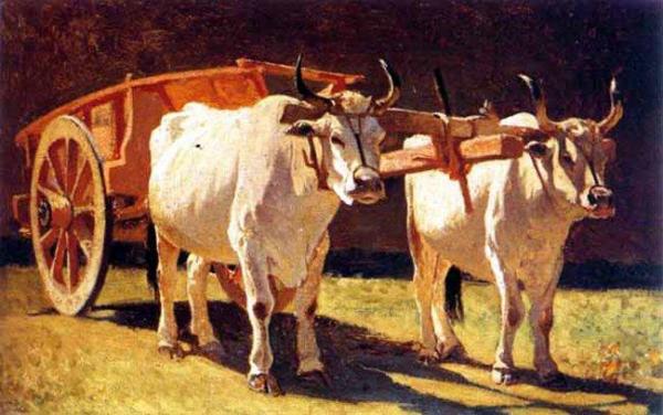 Giuseppe Abbati Oxen And Cart