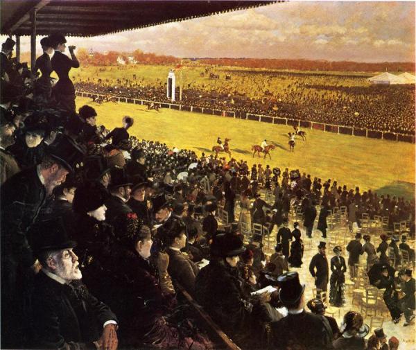 The Races At Longchamps From The Grandstand by Giuseppe De Nittis