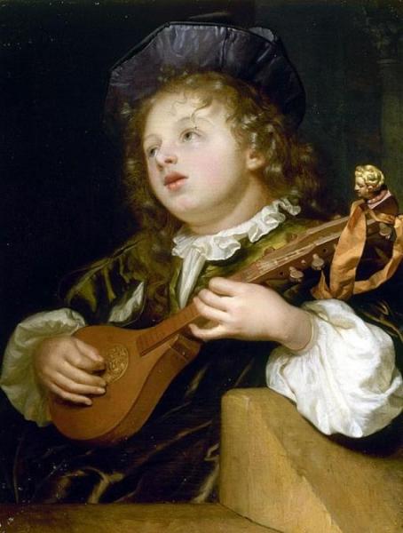 A Boy Playing A Lute by Godfried Schalcken Oil Painting Reproductions