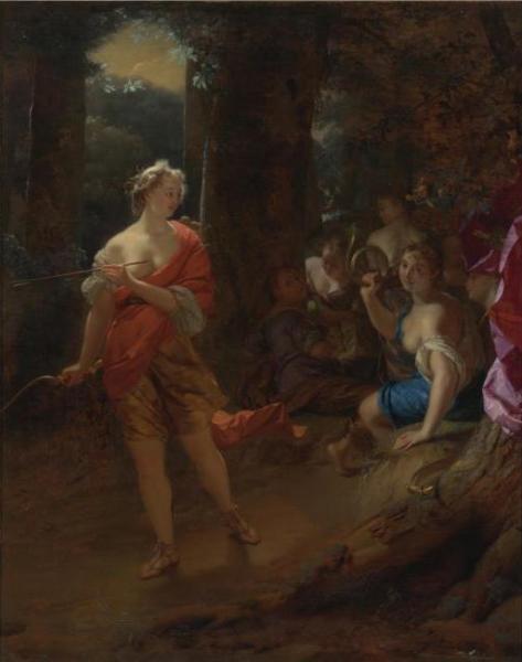 Diana And Her Nymphs In A Clearing by Godfried Schalcken