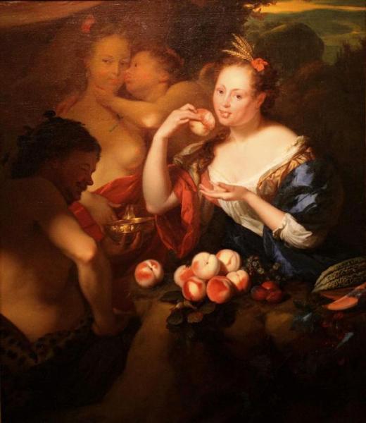 Venus, Cupid, Bacchus And Pomona by Godfried Schalcken