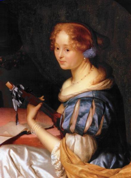 Young Woman With Cittern by Godfried Schalcken