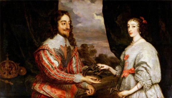 Charles I And Henrietta Maria With A Laurel Wreath by Gonzales Coques