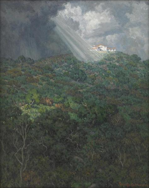 A Sunlit House On A Hill by Granville Redmond