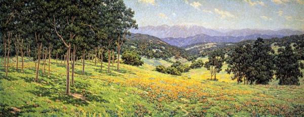 California Landscape With Flowers by Granville Redmond Oil Painting Reproductions