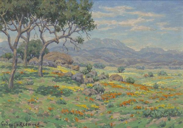California Wildflowers In An Extensive Landscape by Granville Redmond Oil Painting Reproductions