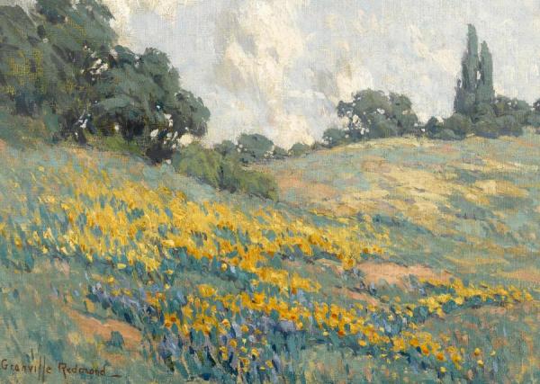 Granville Redmond California Wildflowers On Rolling Hills