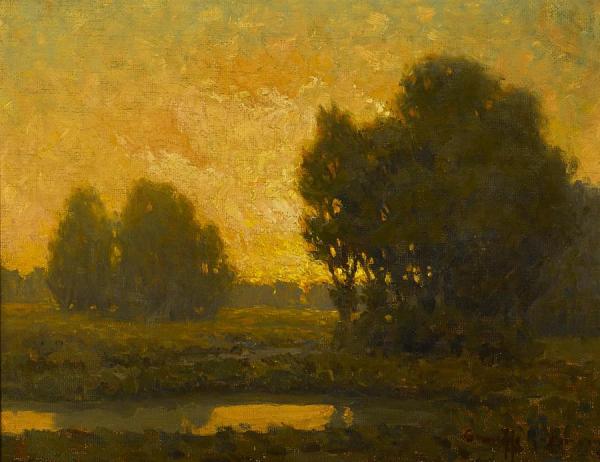 Golden Hour, Sunset Over A Landscape by Granville Redmond Oil Painting Reproductions