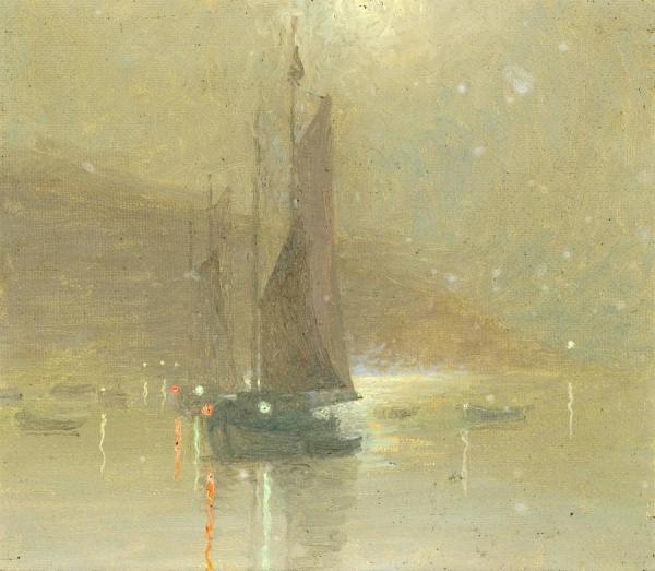 Moonlit Harbor (a Pair) by Granville Redmond