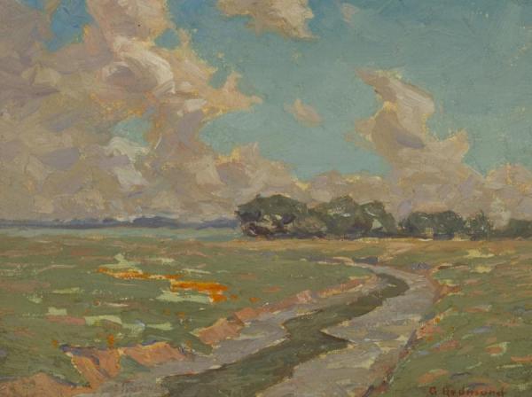 River And Oaks by Granville Redmond