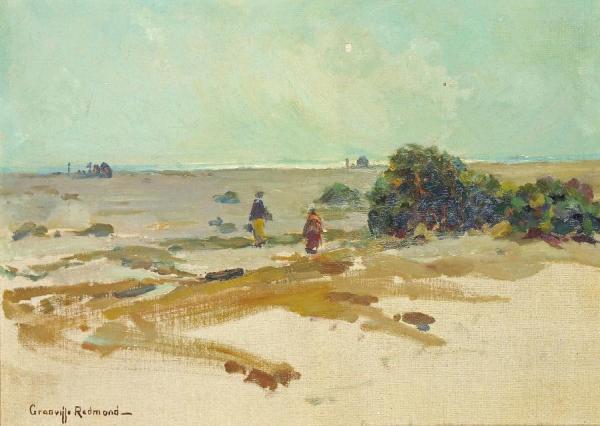 The Artist's Family On The Sand Dunes by Granville Redmond