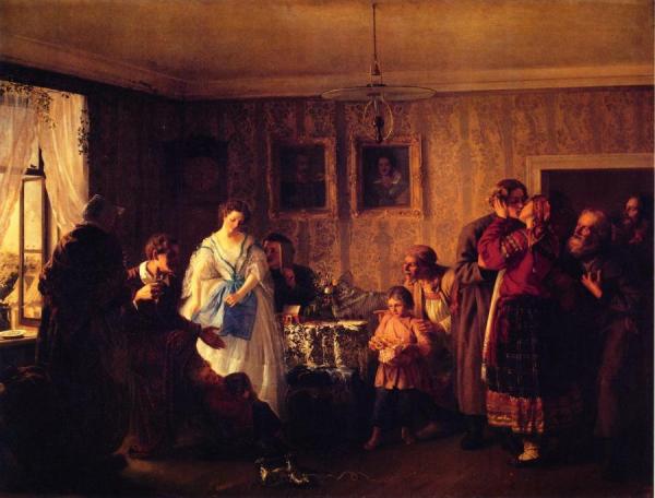 Congratulating The Young At The Landowner's House by Grigorii Grigorievich Masoedov