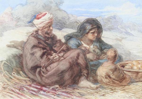 Guido Bach A Cairo Street Vendor And Family, Cairo