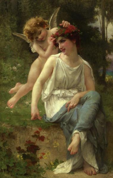 Cupid Adoring A Young Maiden by Guillaume Seignac