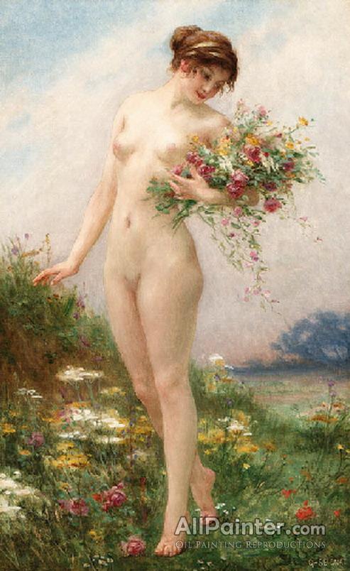 Guillaume Seignac Gathering Wild Flowers Oil Painting Reproductions for  sale | AllPainter Online Gallery
