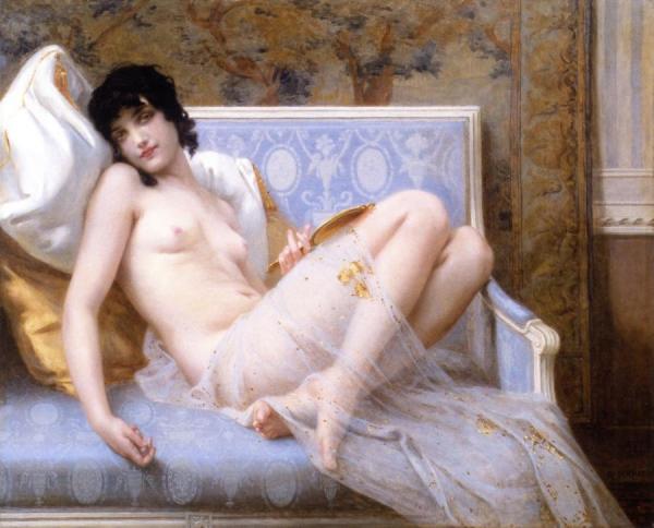 Nude Young Woman On A Sofa by Guillaume Seignac