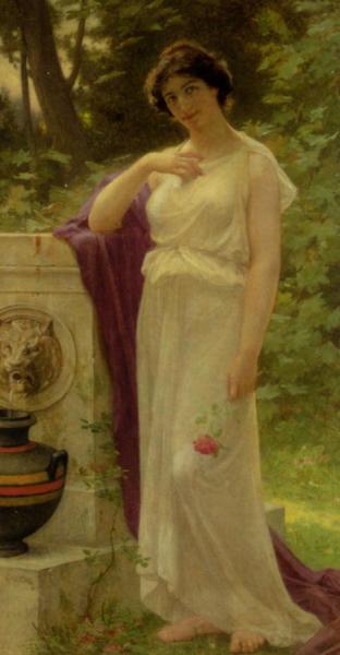 Young Woman With A Rose by Guillaume Seignac