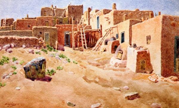 Pueblos by Gunnar Widforss Oil Painting Reproductions