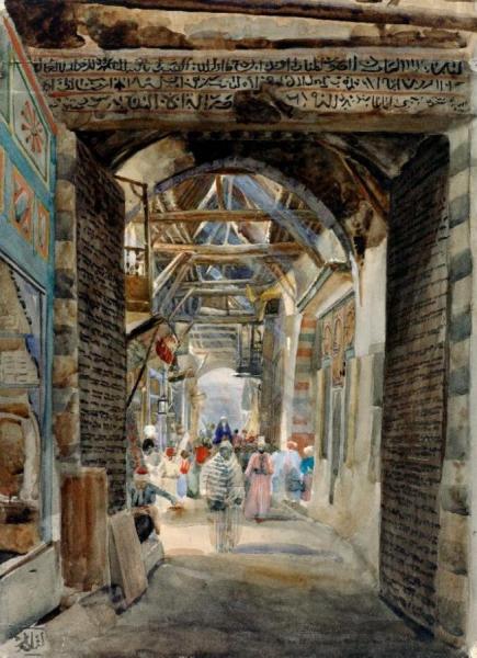Bazaar In Damascus by Gustav Bauernfeind